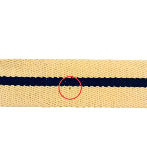 Vintage Dooney & Bourke Belt Size 36 Fits Like 34 Cream Navy Stripe Leather Tabs - Picture 6 of 6